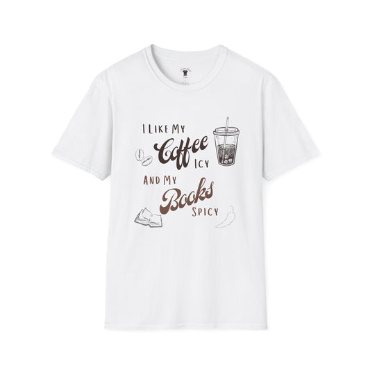 Funny Coffee and Books Unisex Softstyle T-Shirt