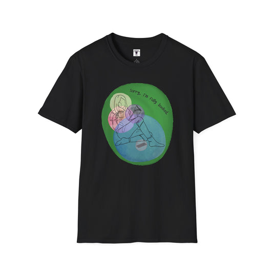 'Sorry, I'm Fully Booked' Graphic Tee - Cozy Unisex Softstyle T-Shirt - Perfect Gift for Book Lover