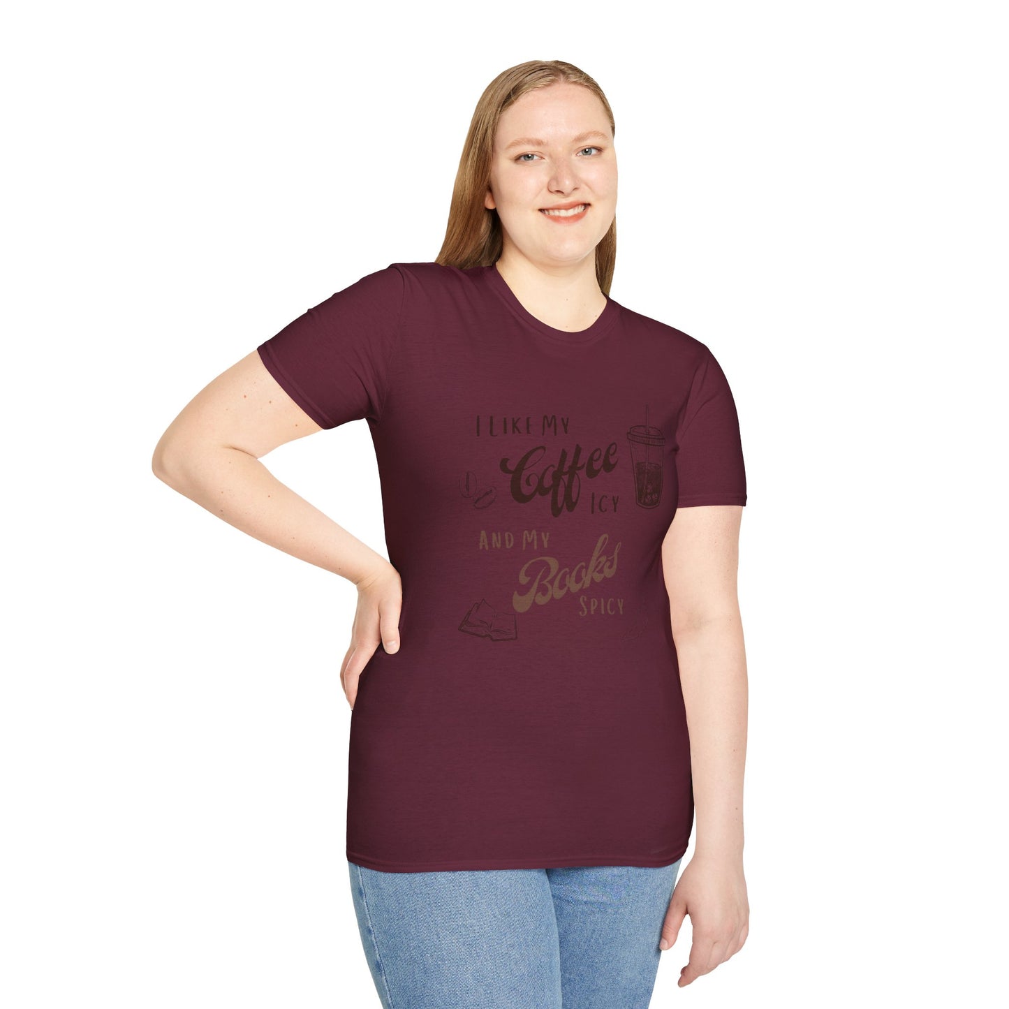 Funny Coffee and Books Unisex Softstyle T-Shirt