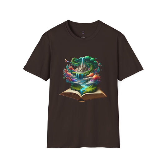 Fantasy-Inspired Unisex Softstyle T-Shirt with Whimsical Book Design