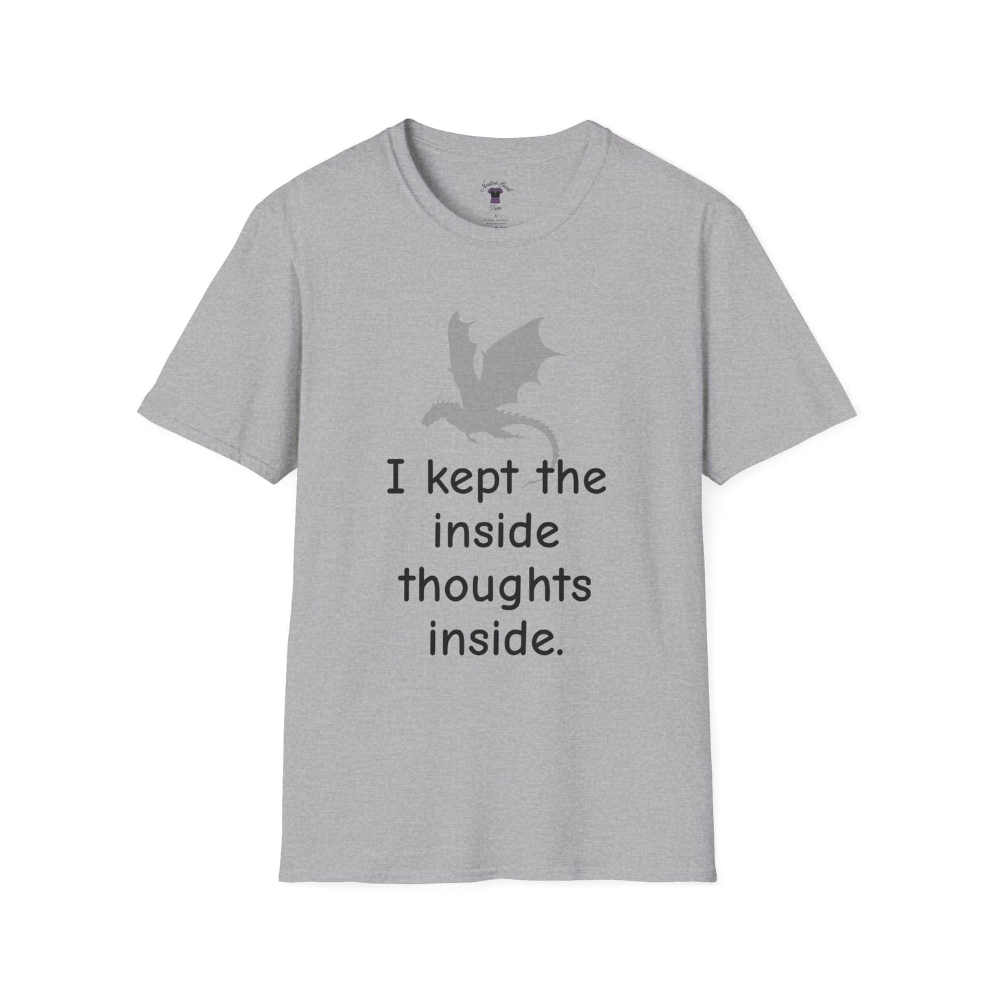 Inside Thoughts Funny Dragon Rider Quote - Unisex Softstyle T-Shirt - Onyx Storm