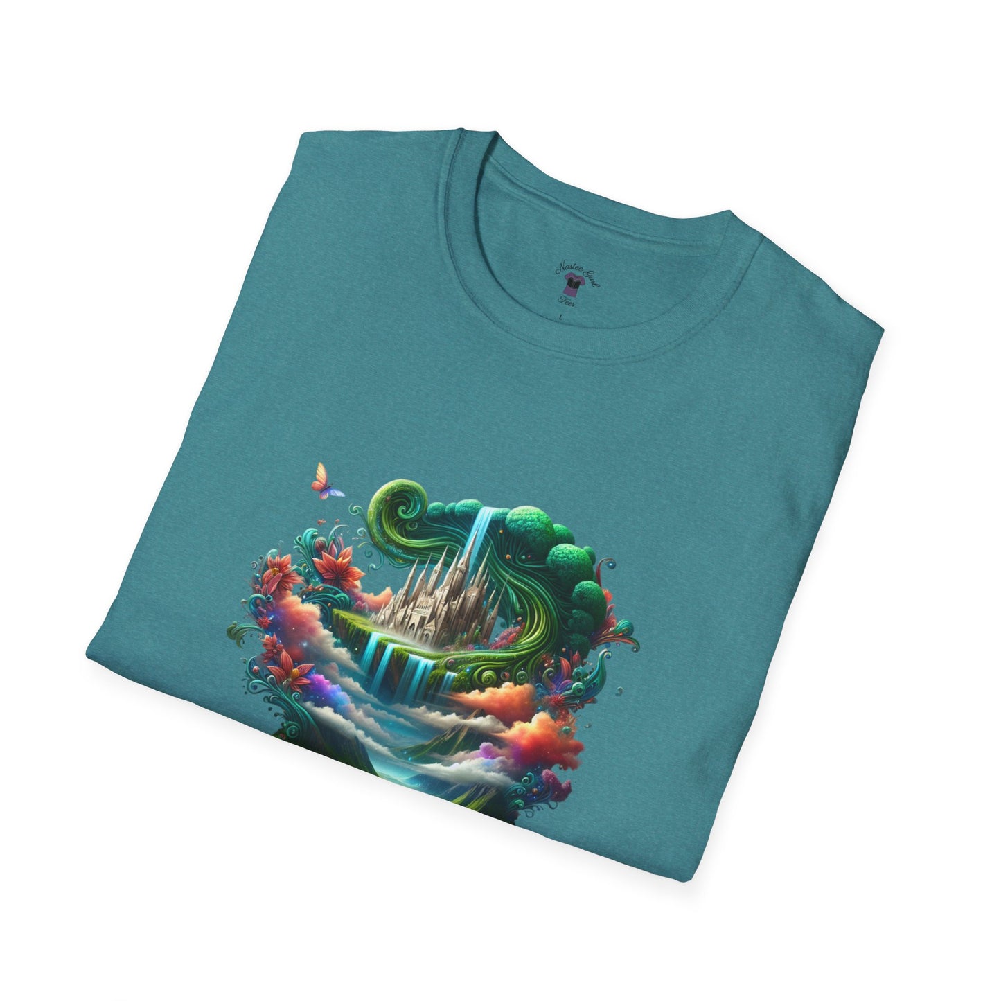 Fantasy-Inspired Unisex Softstyle T-Shirt with Whimsical Book Design