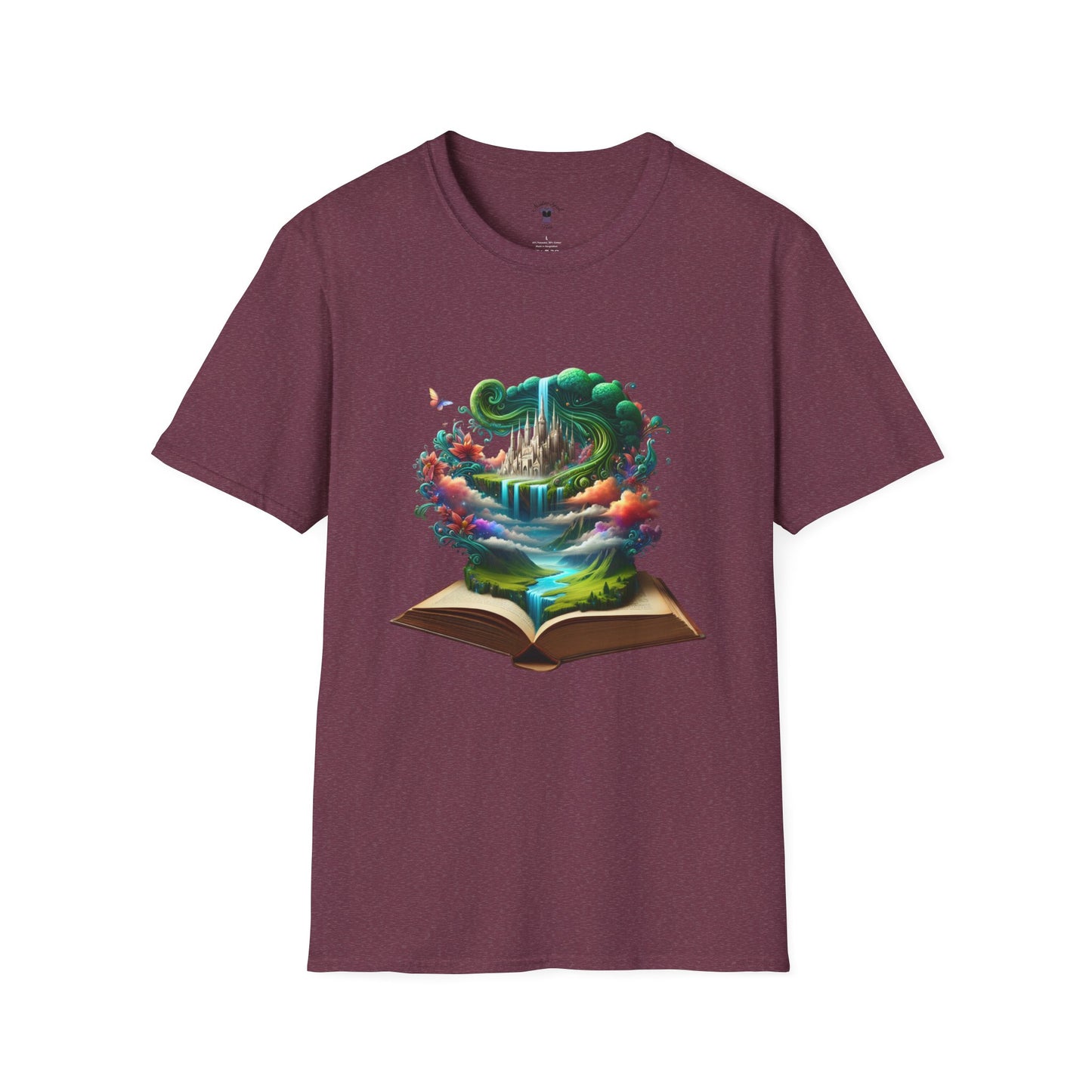 Fantasy-Inspired Unisex Softstyle T-Shirt with Whimsical Book Design