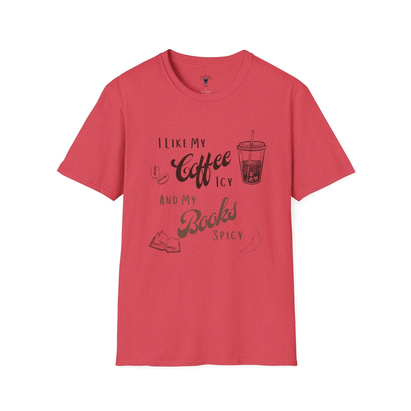Funny Coffee and Books Unisex Softstyle T-Shirt