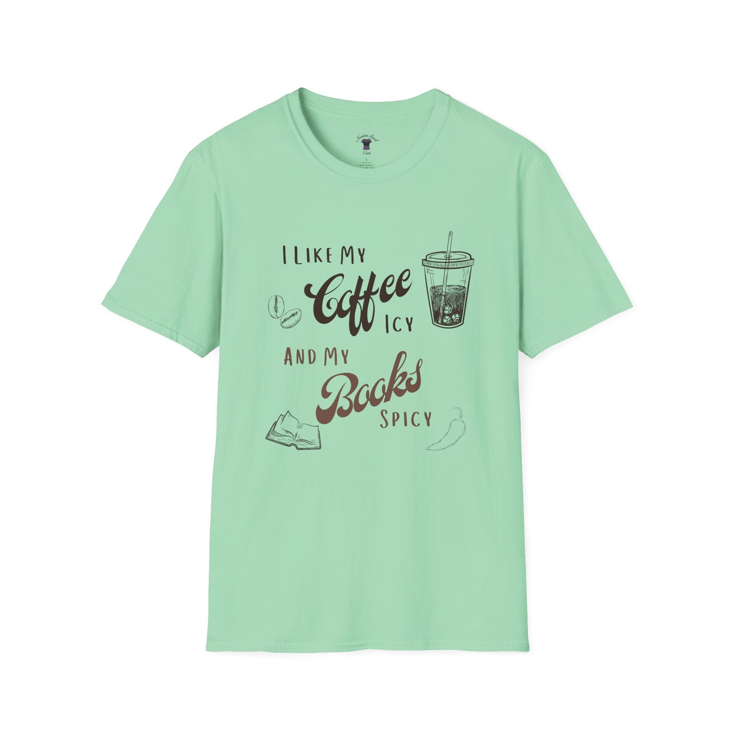 Funny Coffee and Books Unisex Softstyle T-Shirt