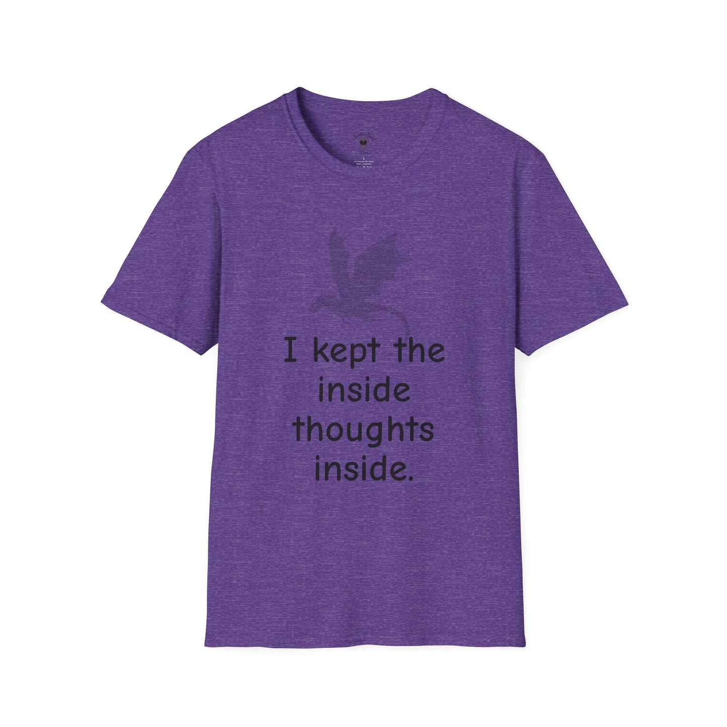 Inside Thoughts Funny Dragon Rider Quote - Unisex Softstyle T-Shirt - Onyx Storm