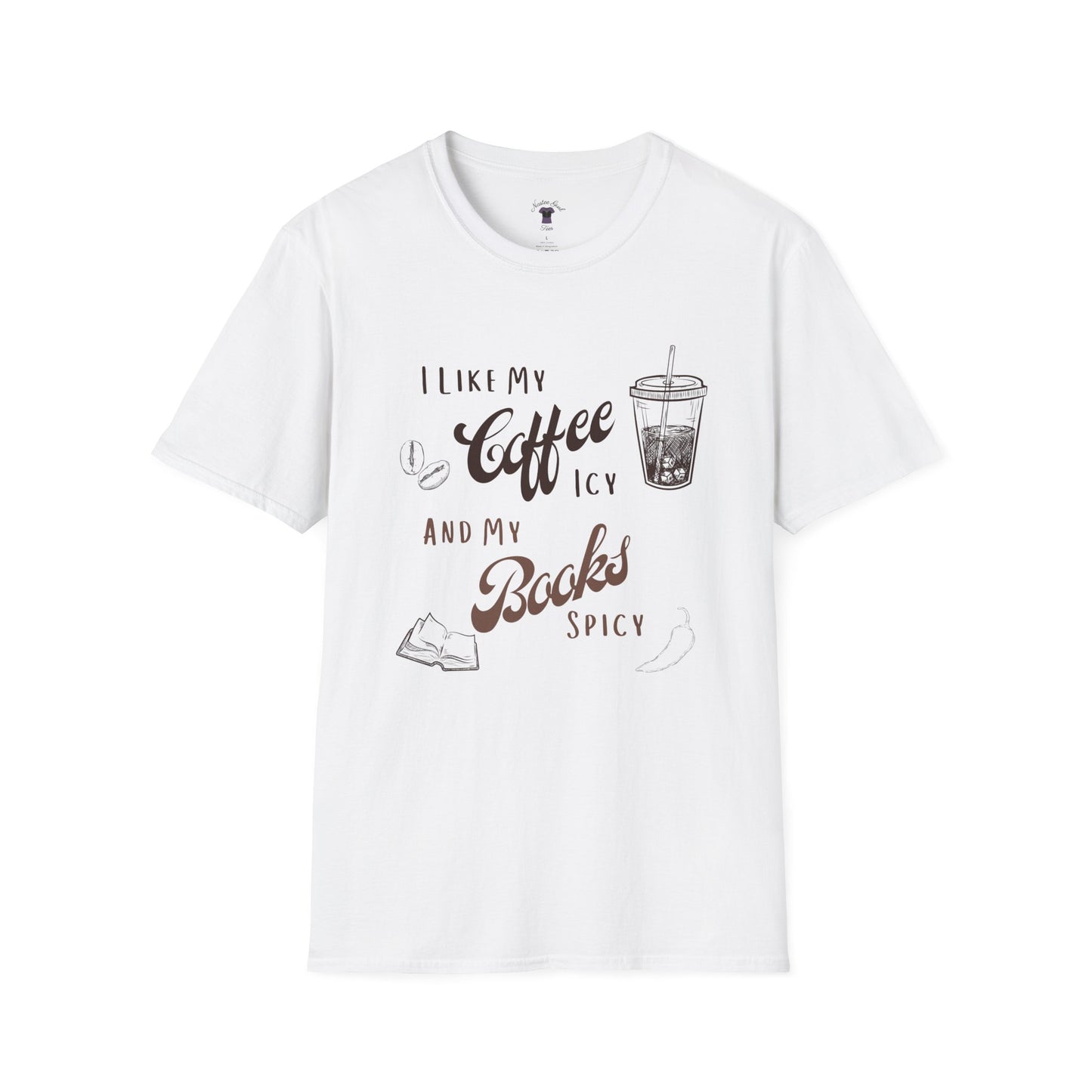 Funny Coffee and Books Unisex Softstyle T-Shirt