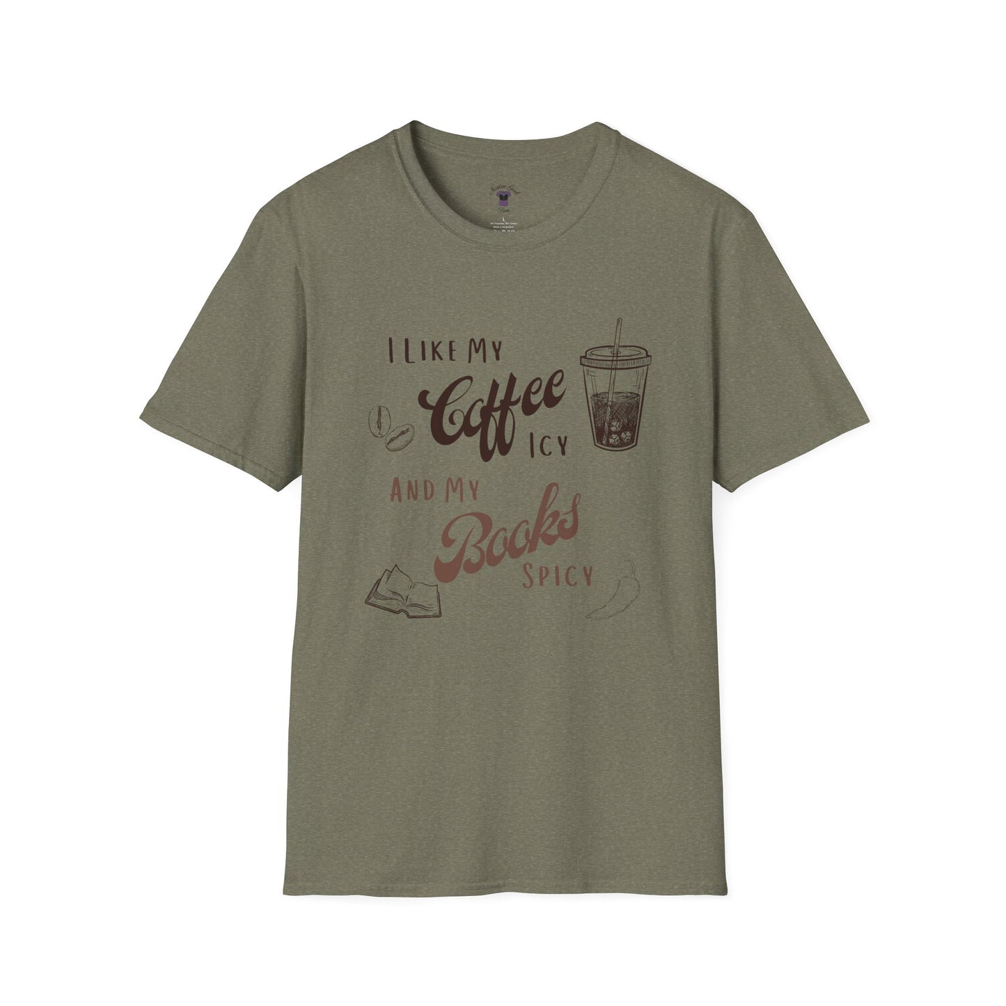 Funny Coffee and Books Unisex Softstyle T-Shirt