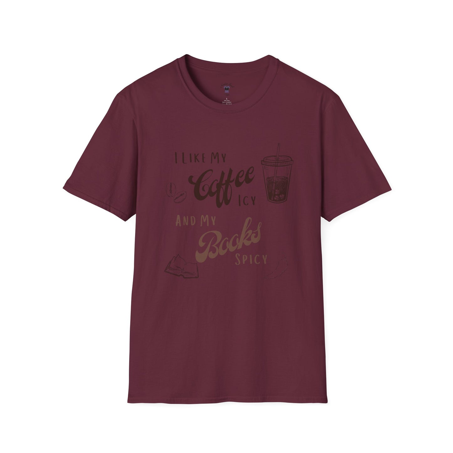 Funny Coffee and Books Unisex Softstyle T-Shirt