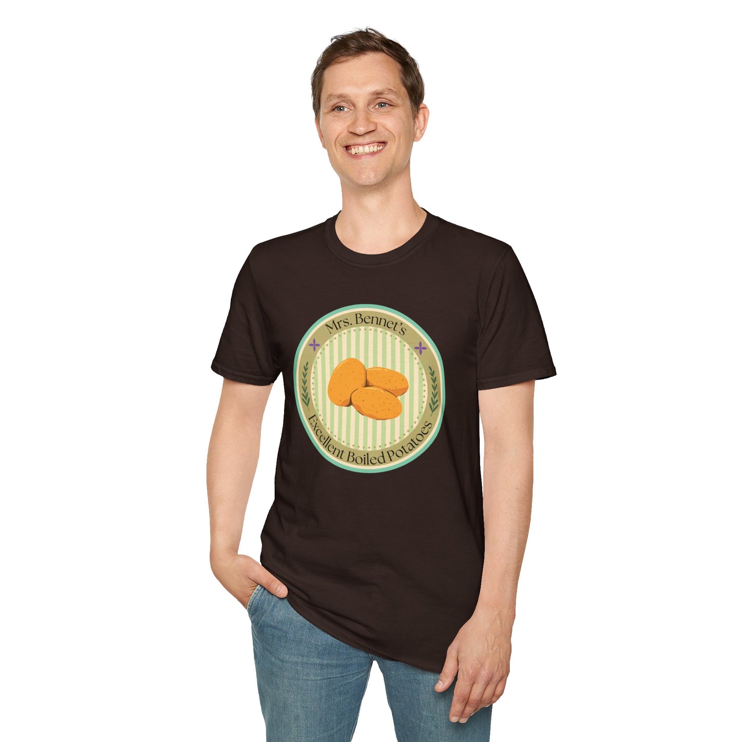 Mrs. Bennet's Excellent Boiled Potatoes Unisex Softstyle T-Shirt - Funny Shirt for Book Lovers