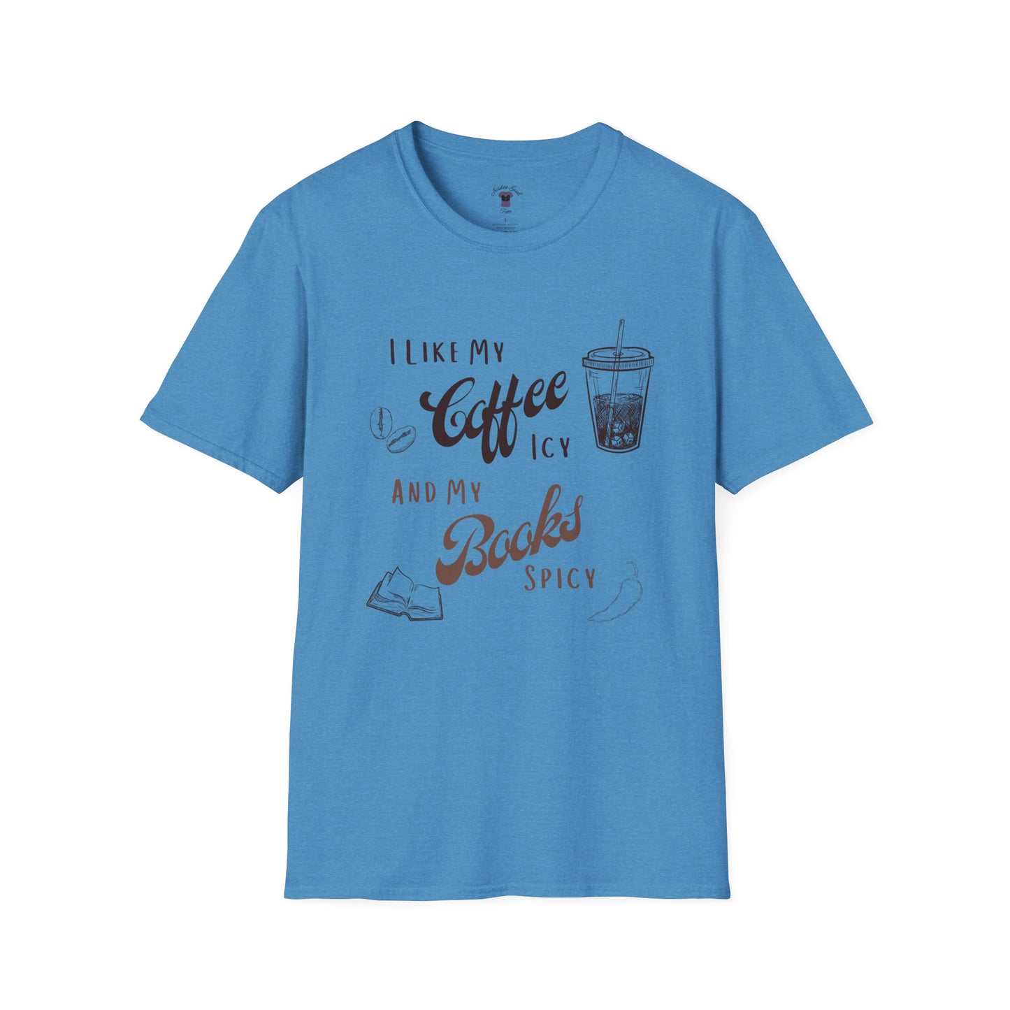 Funny Coffee and Books Unisex Softstyle T-Shirt