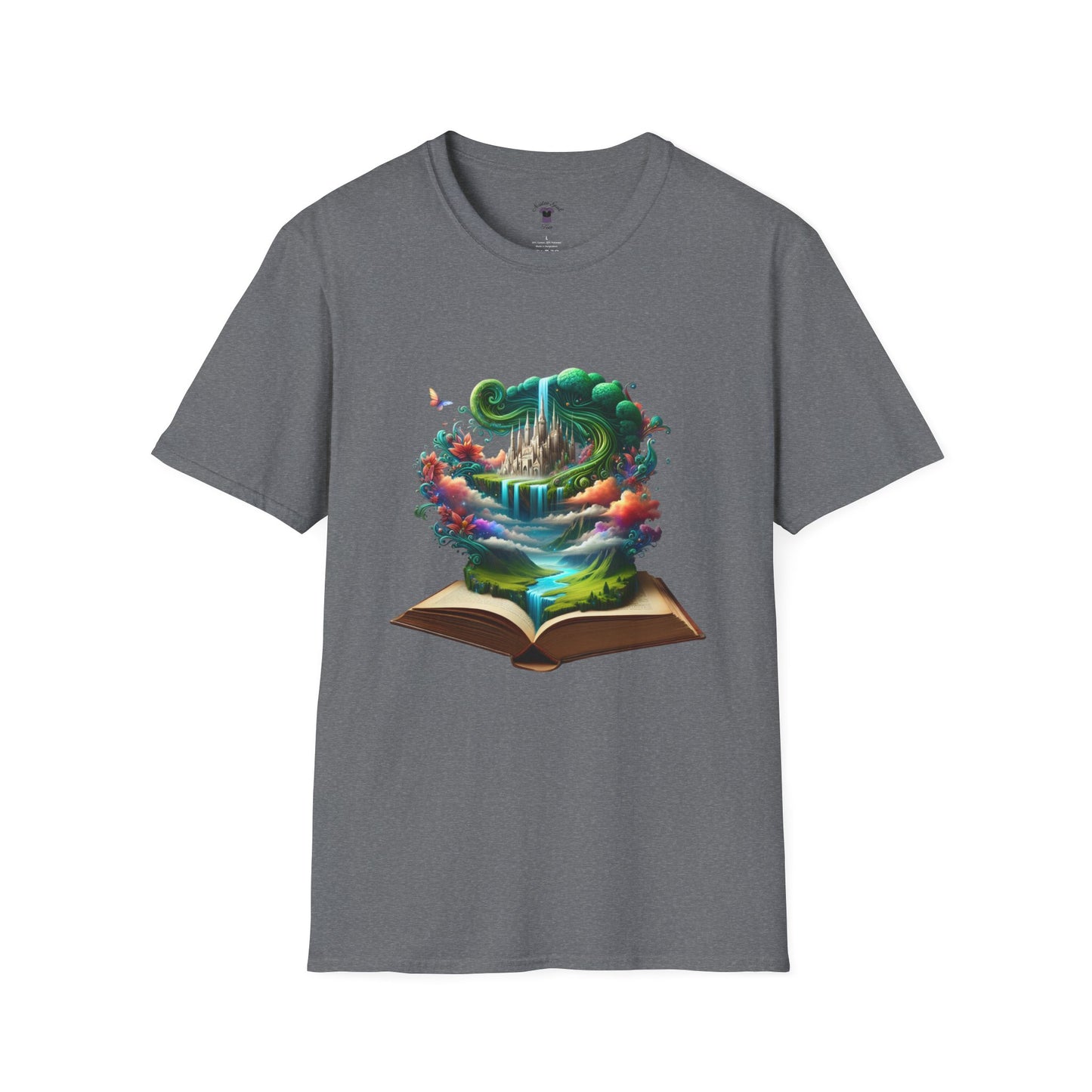 Fantasy-Inspired Unisex Softstyle T-Shirt with Whimsical Book Design