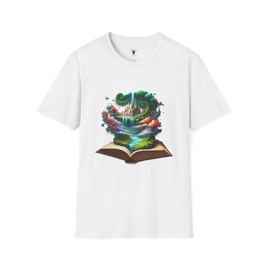 Fantasy-Inspired Unisex Softstyle T-Shirt with Whimsical Book Design