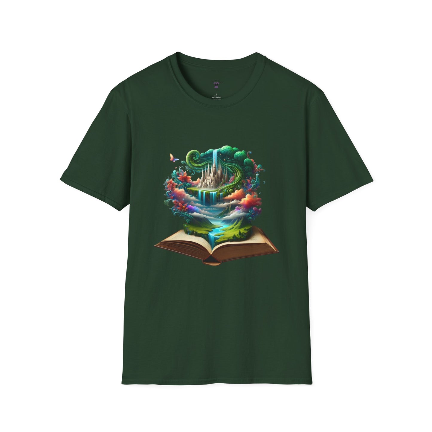 Fantasy-Inspired Unisex Softstyle T-Shirt with Whimsical Book Design