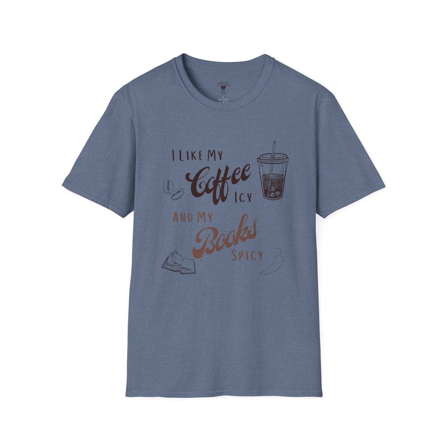 Funny Coffee and Books Unisex Softstyle T-Shirt