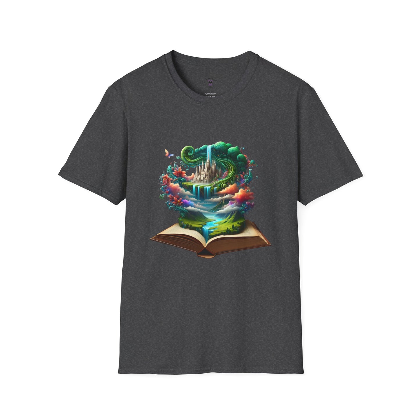 Fantasy-Inspired Unisex Softstyle T-Shirt with Whimsical Book Design