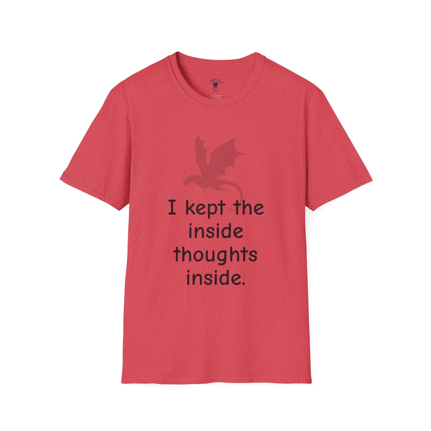 Inside Thoughts Funny Dragon Rider Quote - Unisex Softstyle T-Shirt - Onyx Storm