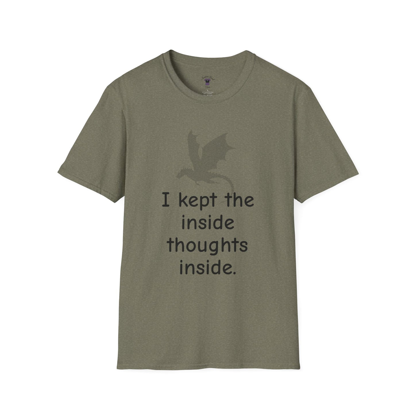 Inside Thoughts Funny Dragon Rider Quote - Unisex Softstyle T-Shirt - Onyx Storm