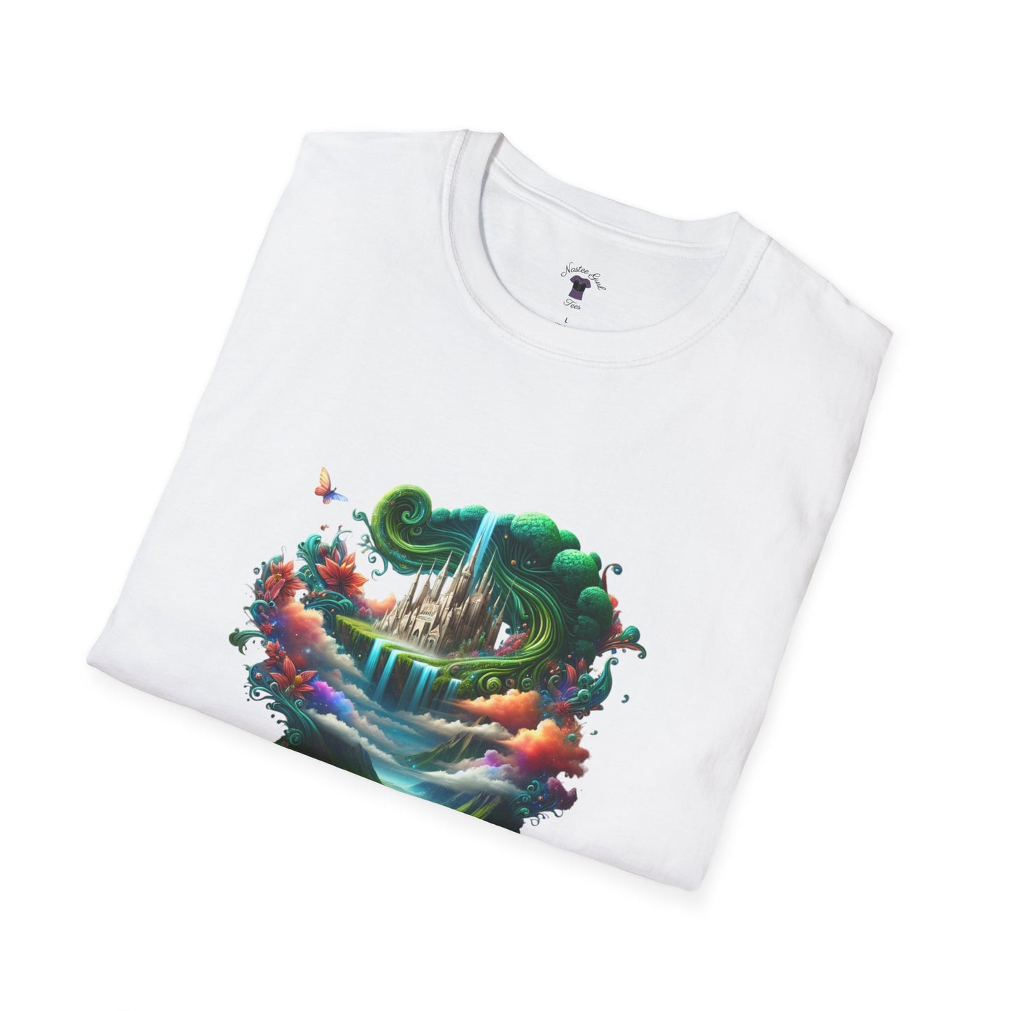 Fantasy-Inspired Unisex Softstyle T-Shirt with Whimsical Book Design