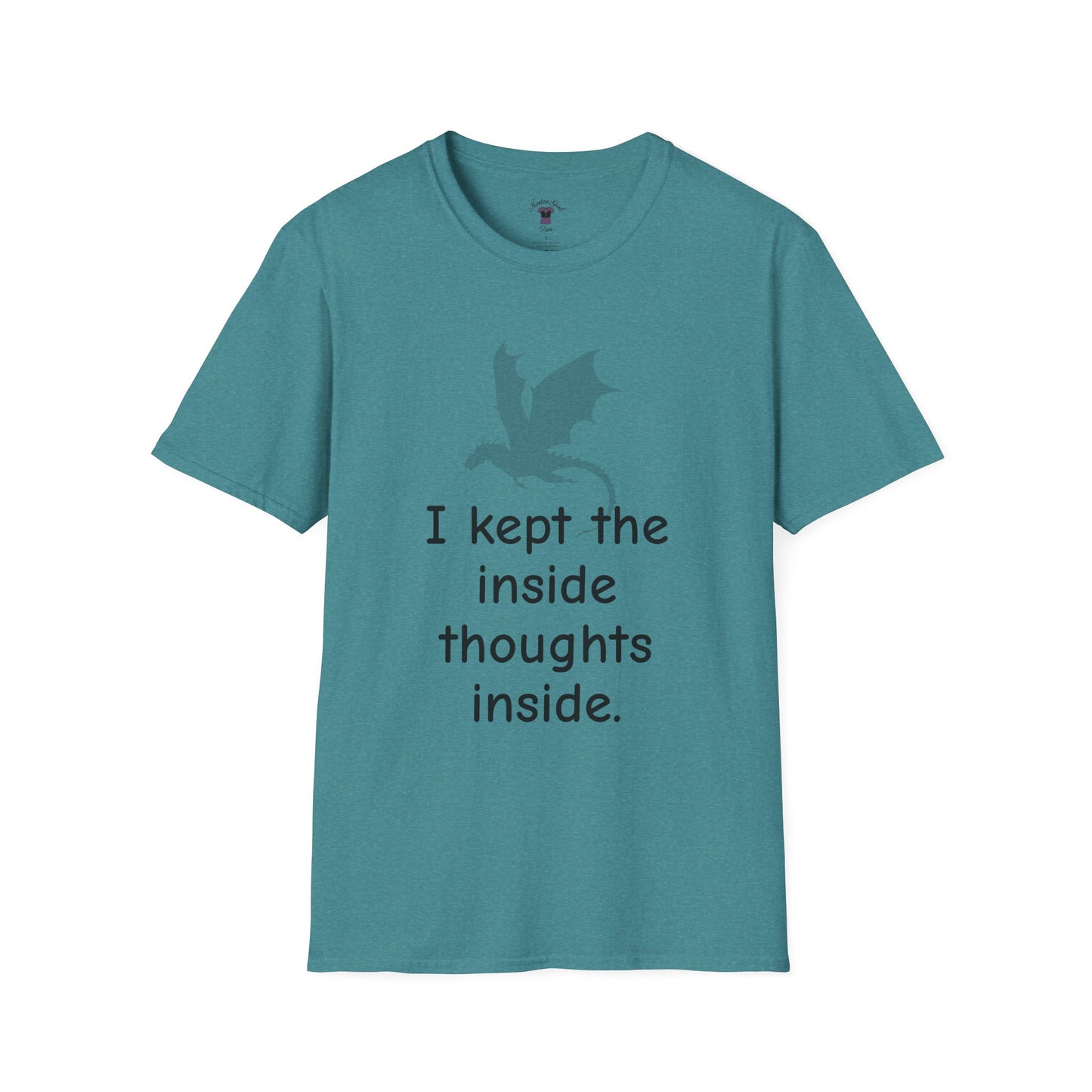 Inside Thoughts Funny Dragon Rider Quote - Unisex Softstyle T-Shirt - Onyx Storm