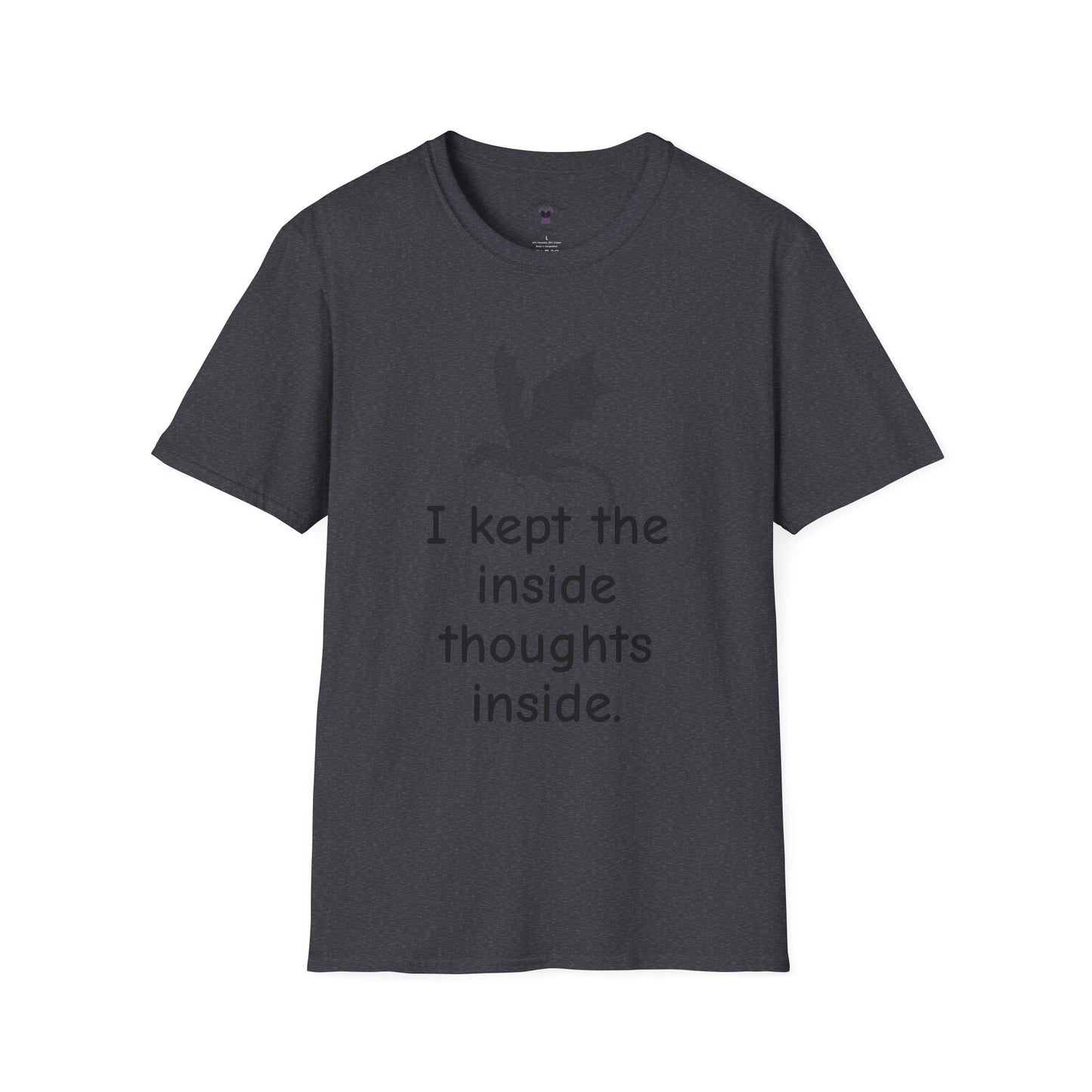 Inside Thoughts Funny Dragon Rider Quote - Unisex Softstyle T-Shirt - Onyx Storm