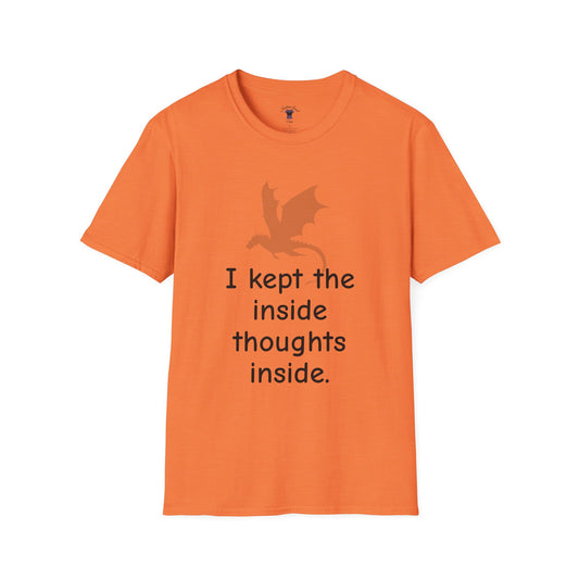 Inside Thoughts Funny Dragon Rider Quote - Unisex Softstyle T-Shirt - Onyx Storm