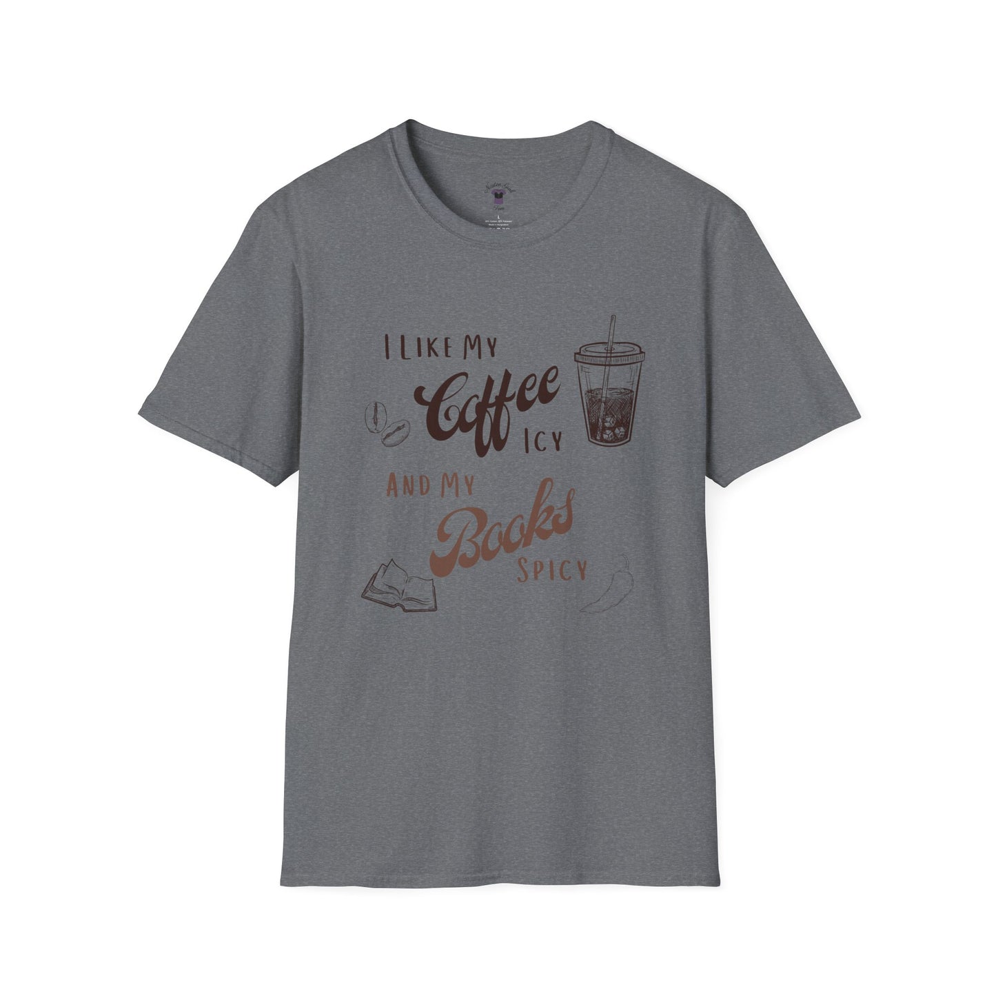 Funny Coffee and Books Unisex Softstyle T-Shirt
