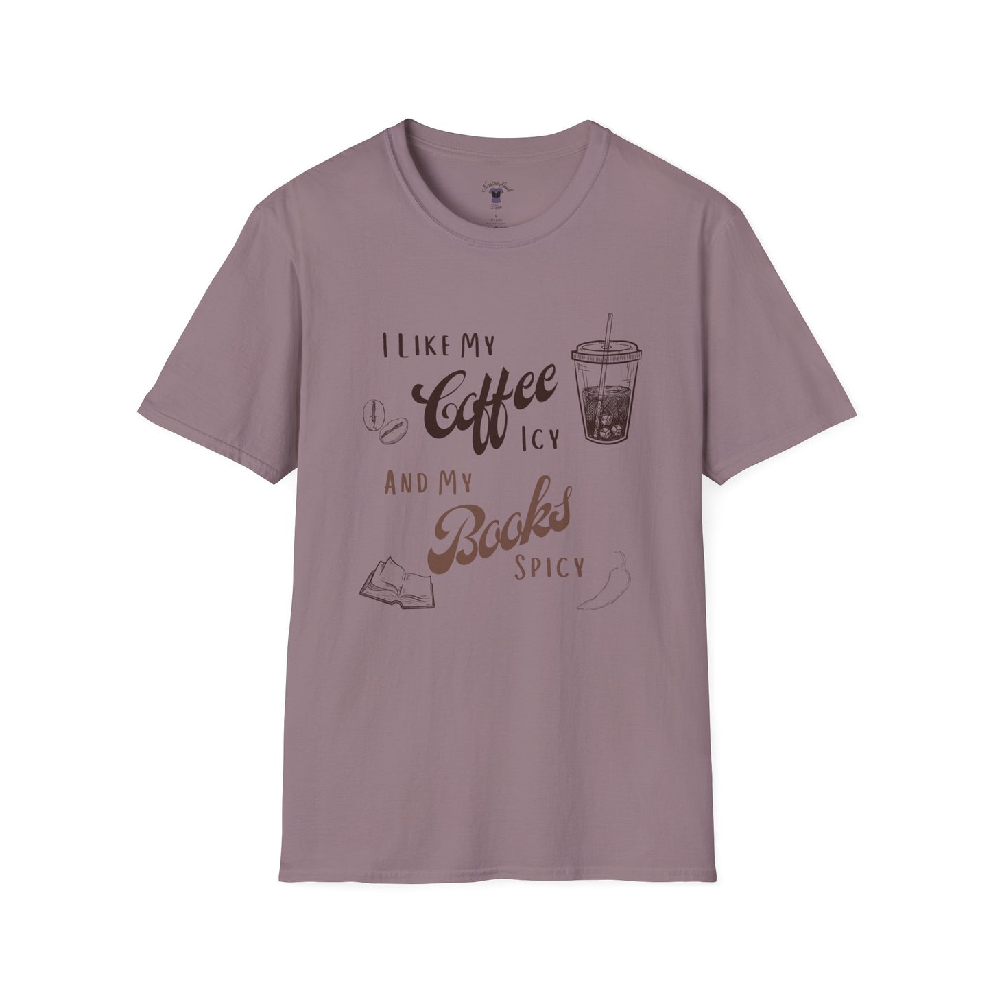 Funny Coffee and Books Unisex Softstyle T-Shirt