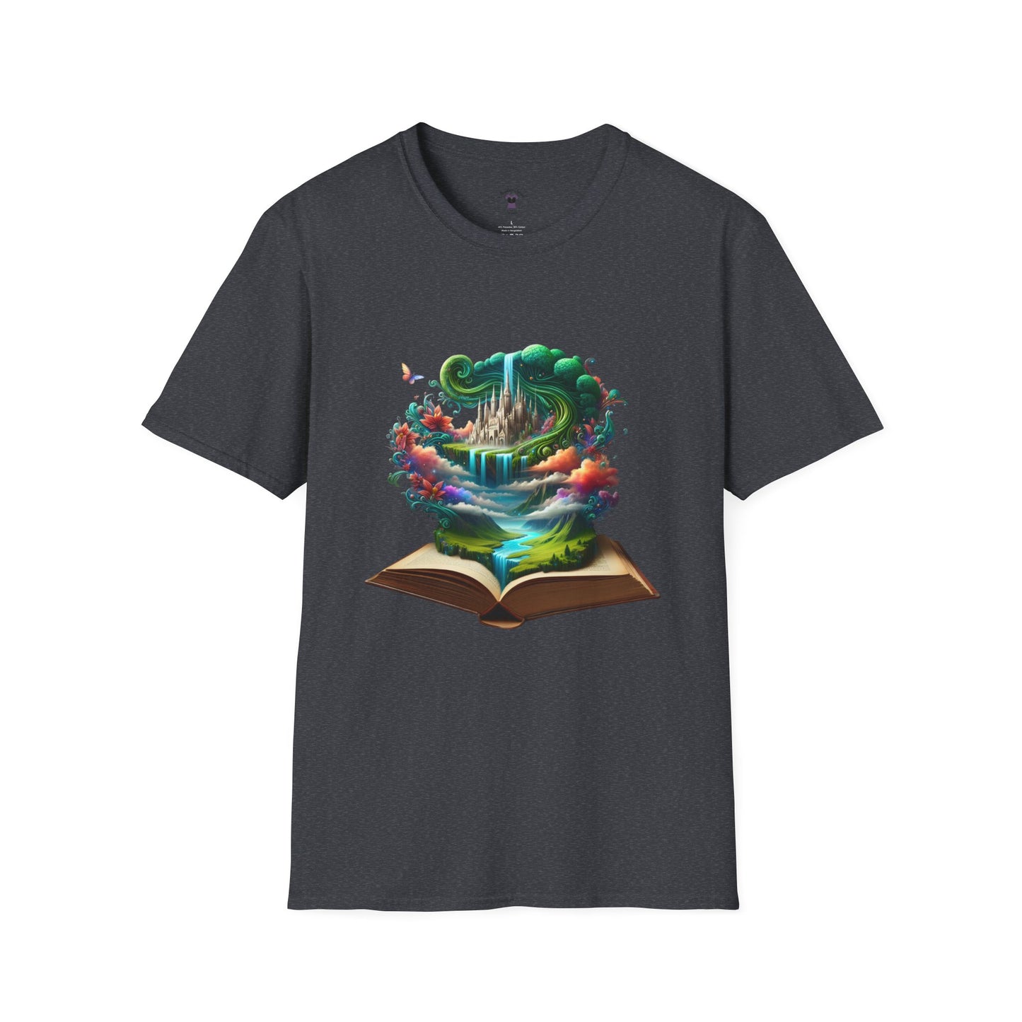 Fantasy-Inspired Unisex Softstyle T-Shirt with Whimsical Book Design