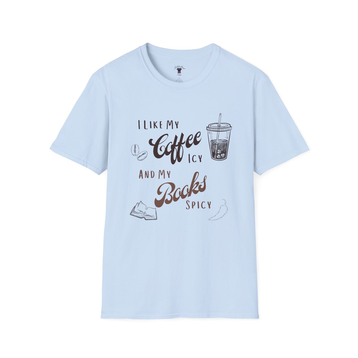 Funny Coffee and Books Unisex Softstyle T-Shirt