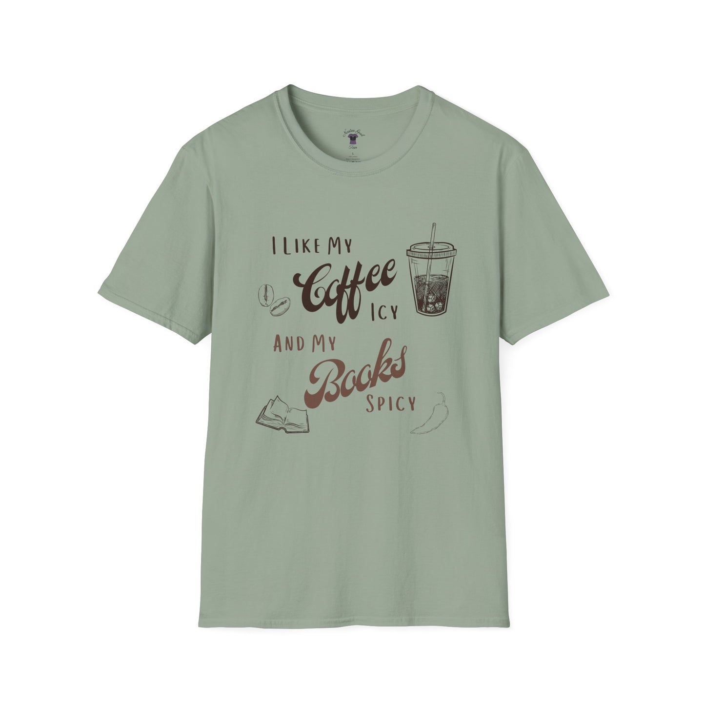 Funny Coffee and Books Unisex Softstyle T-Shirt