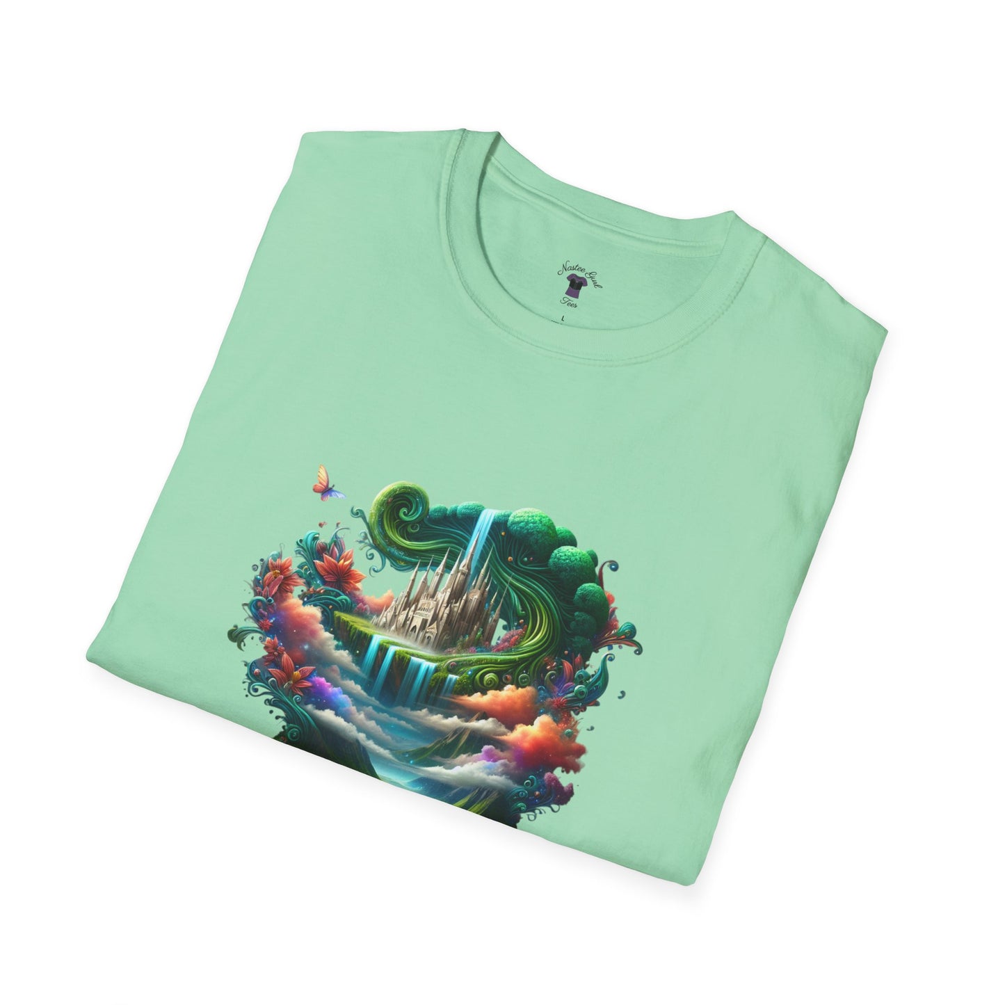 Fantasy-Inspired Unisex Softstyle T-Shirt with Whimsical Book Design