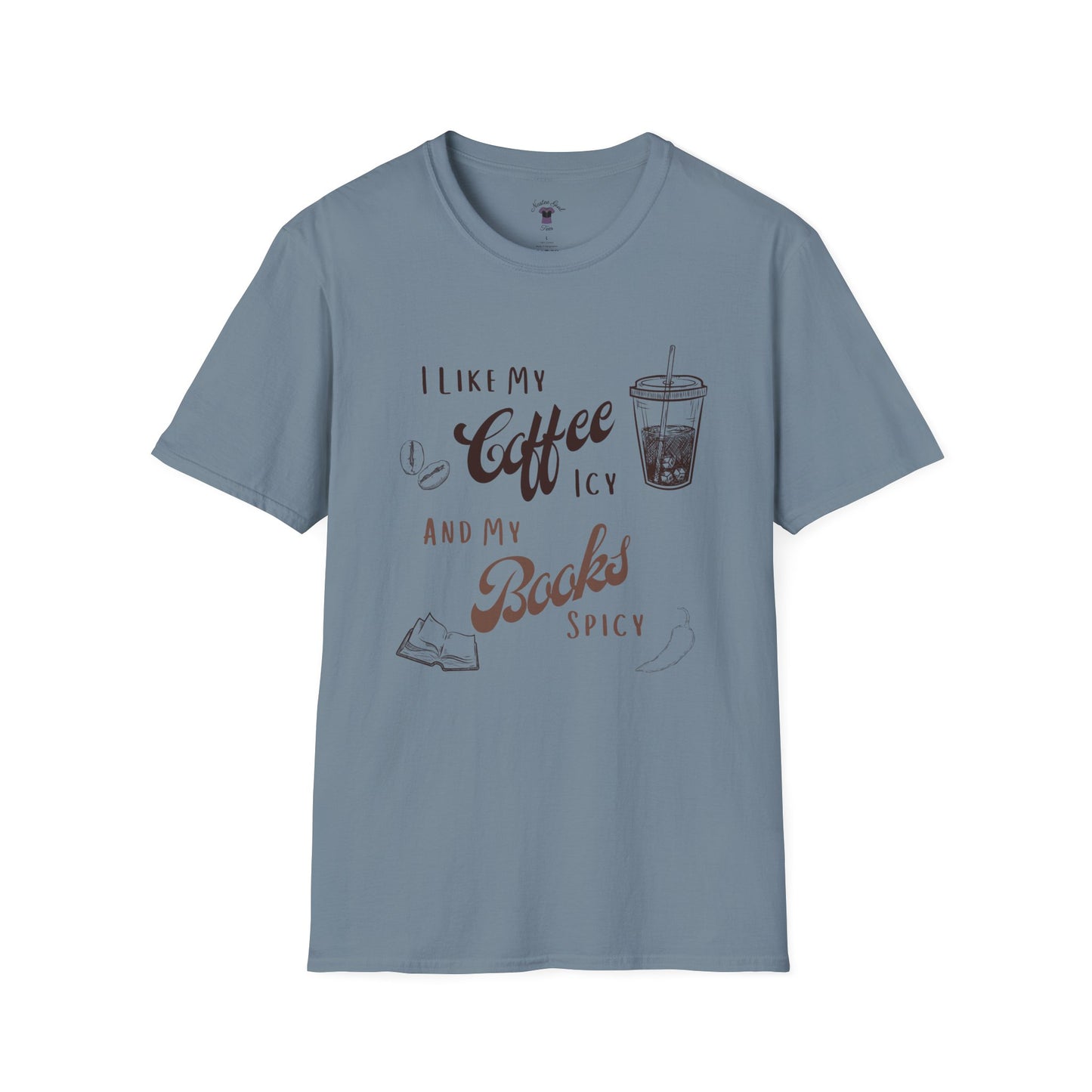 Funny Coffee and Books Unisex Softstyle T-Shirt
