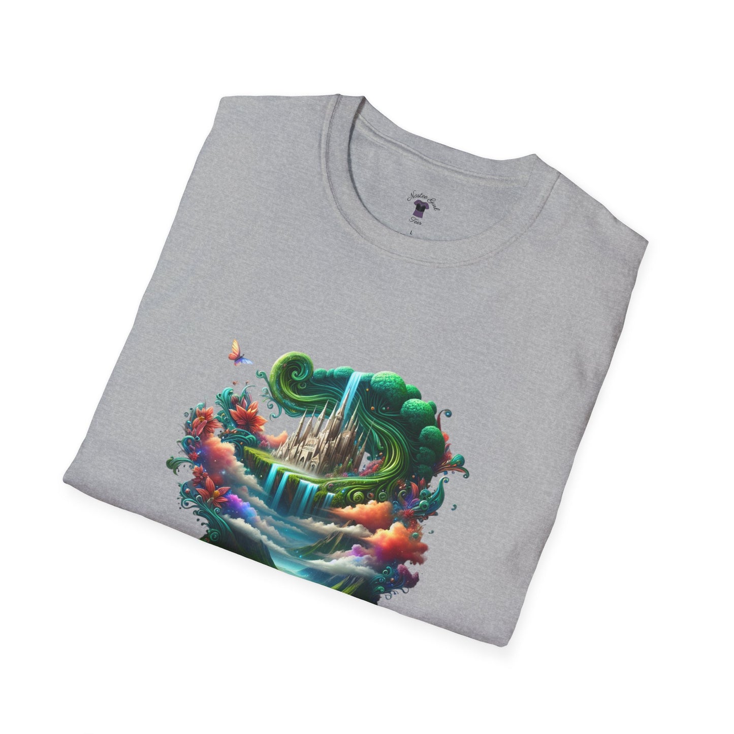 Fantasy-Inspired Unisex Softstyle T-Shirt with Whimsical Book Design